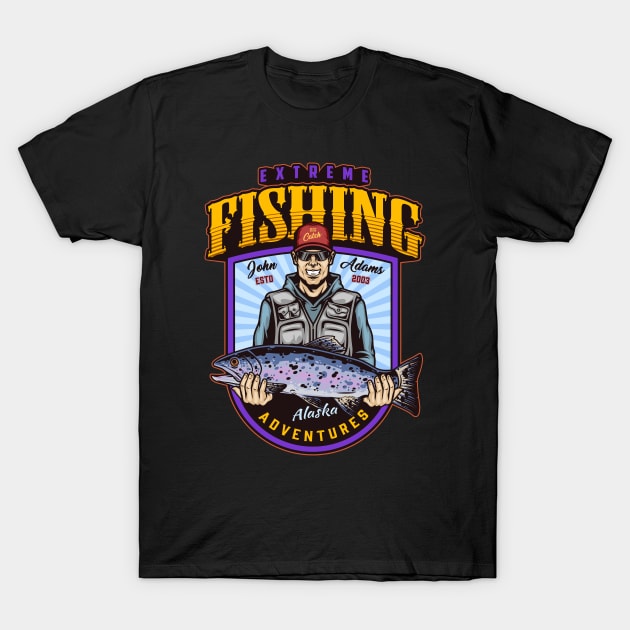 Extreme Fishing, John Adams T-Shirt by Fisherman Hooks Baits